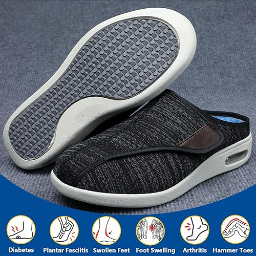 Miniatura 7 de Tenis extra anchos con edema para caminar, con correa ajustable, ideales para diabetes, edema, fascitis plantar y pies hinchados