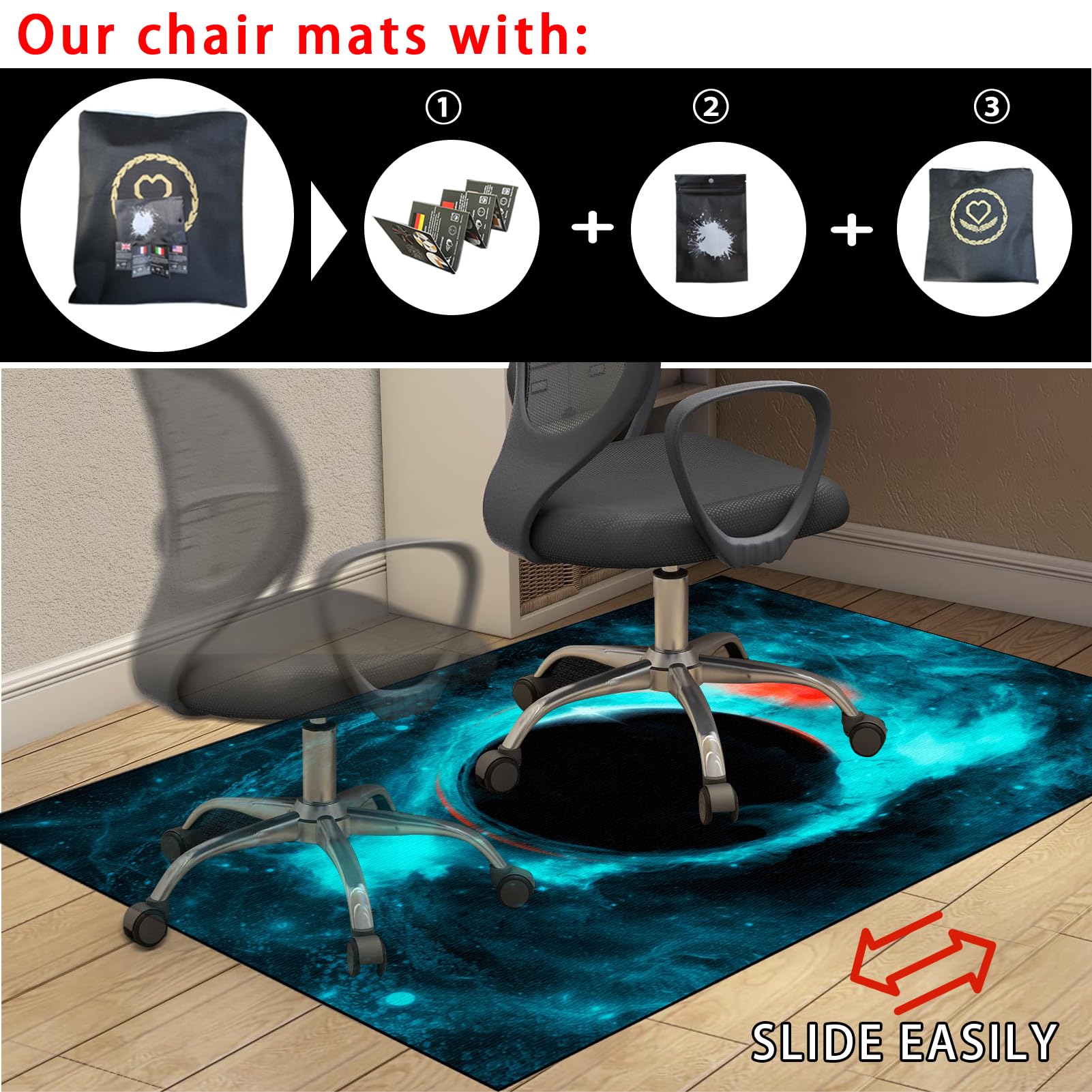 Alfombrilla para Silla de Gaming Oficina Protector de Suelo Silla Ruedas para Suelos Duros 120 x 140 cm Alfombra para protección de Suelos Duros Alfombra Protectora Suelo para Silla de Oficina