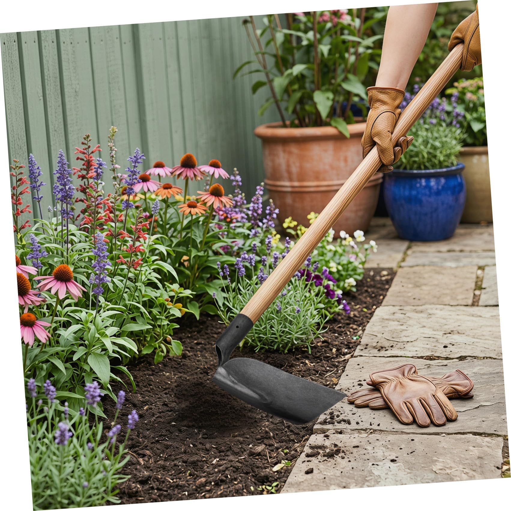 HOMSFOU Attrezzo da Giardinaggio Resistente alla Ruggine Lama Allargata in Acciaio al Manganese ad Alta Durezza per Lavorare Terreno Stili multipli Strumento per Casa e Coltivazioni