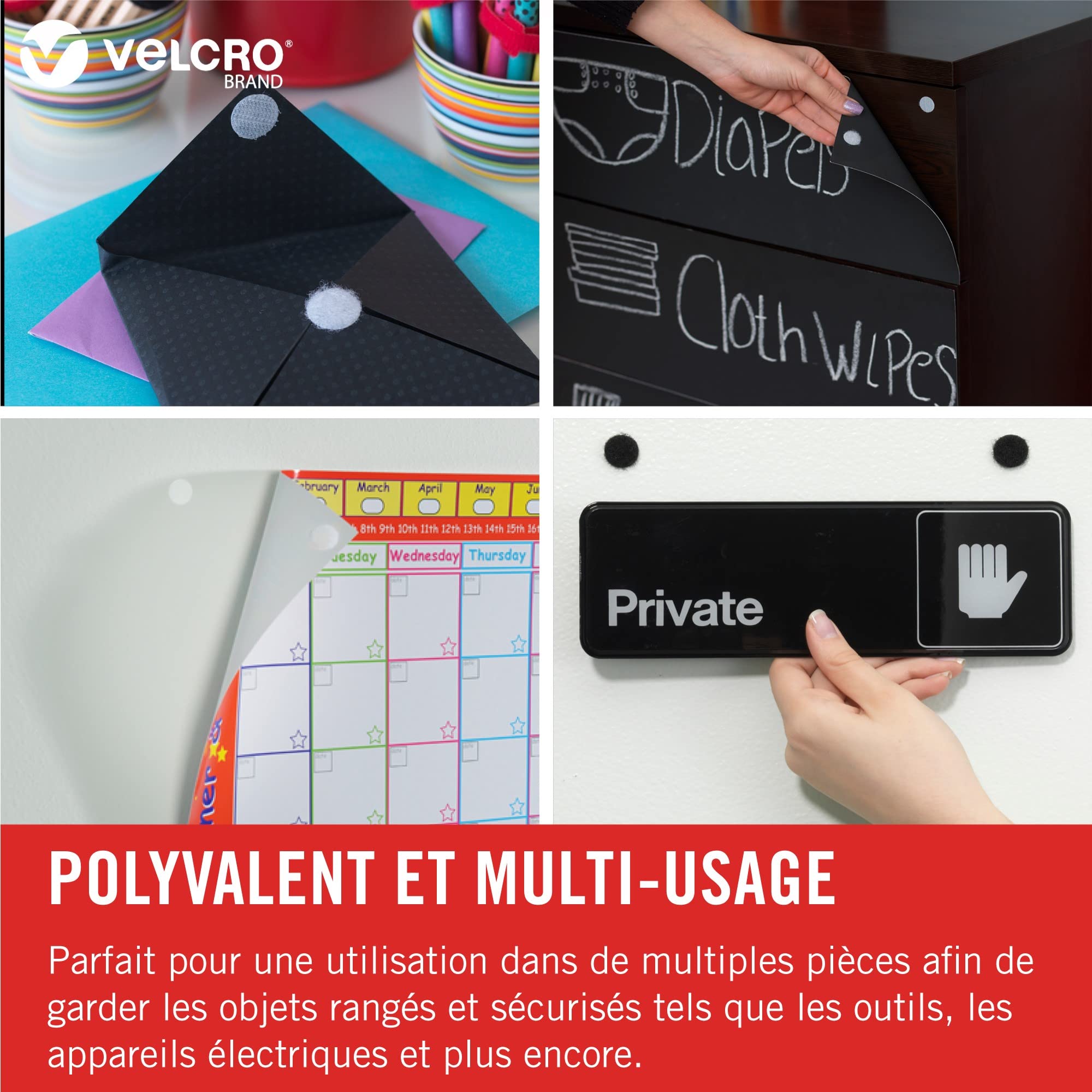 VELCRO Marque | Pastilles Adhésives | Pastilles Autocollantes Double Face à Crochets Et Boucles, Parfaites Pour