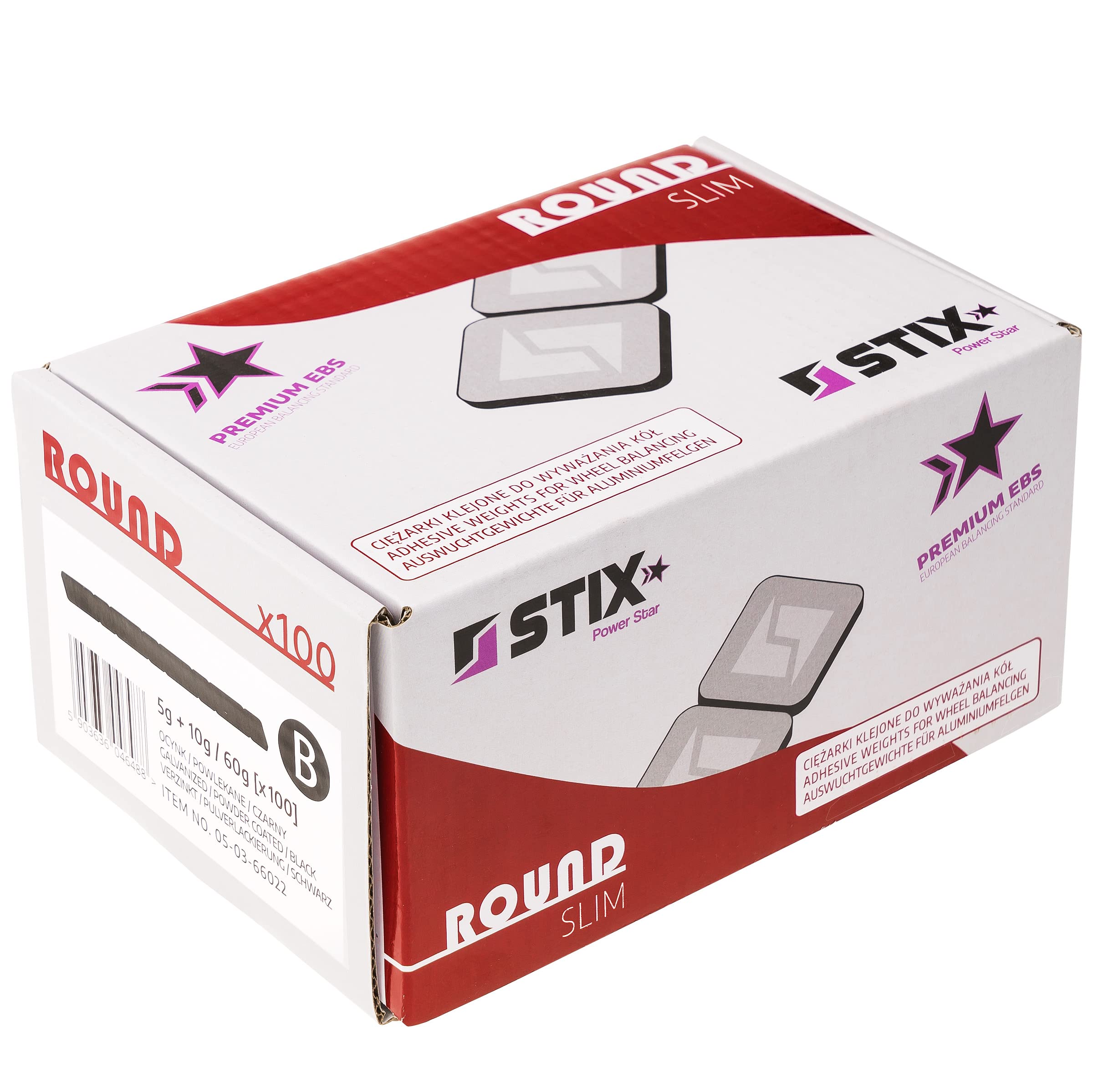 Stix Pesos adhesivos Rounded Slim 1600 unidades 5 g + 10 g 200 tiras de 60 g negro con recubrimiento de polvo galvanizado 3,5 mm para llantas de aleación de 12 kg