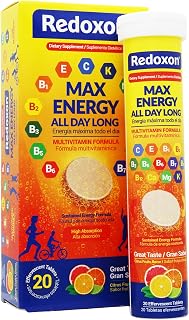 Redoxon Max Energy, Helps Support Inmune System, Citrus Flavor, 20 Effervescent Tablets, 2.82 Oz, Box