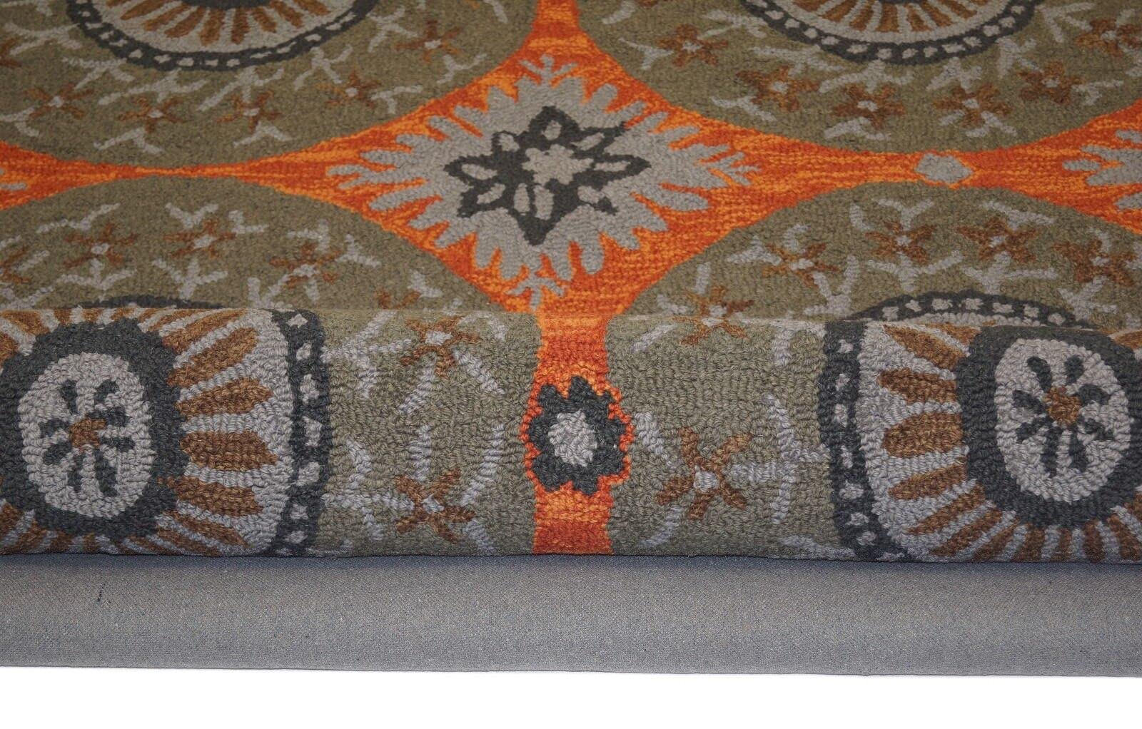 Wollteppich Grau Orange 150 x 240 cm 100% Wolle handgetuftet