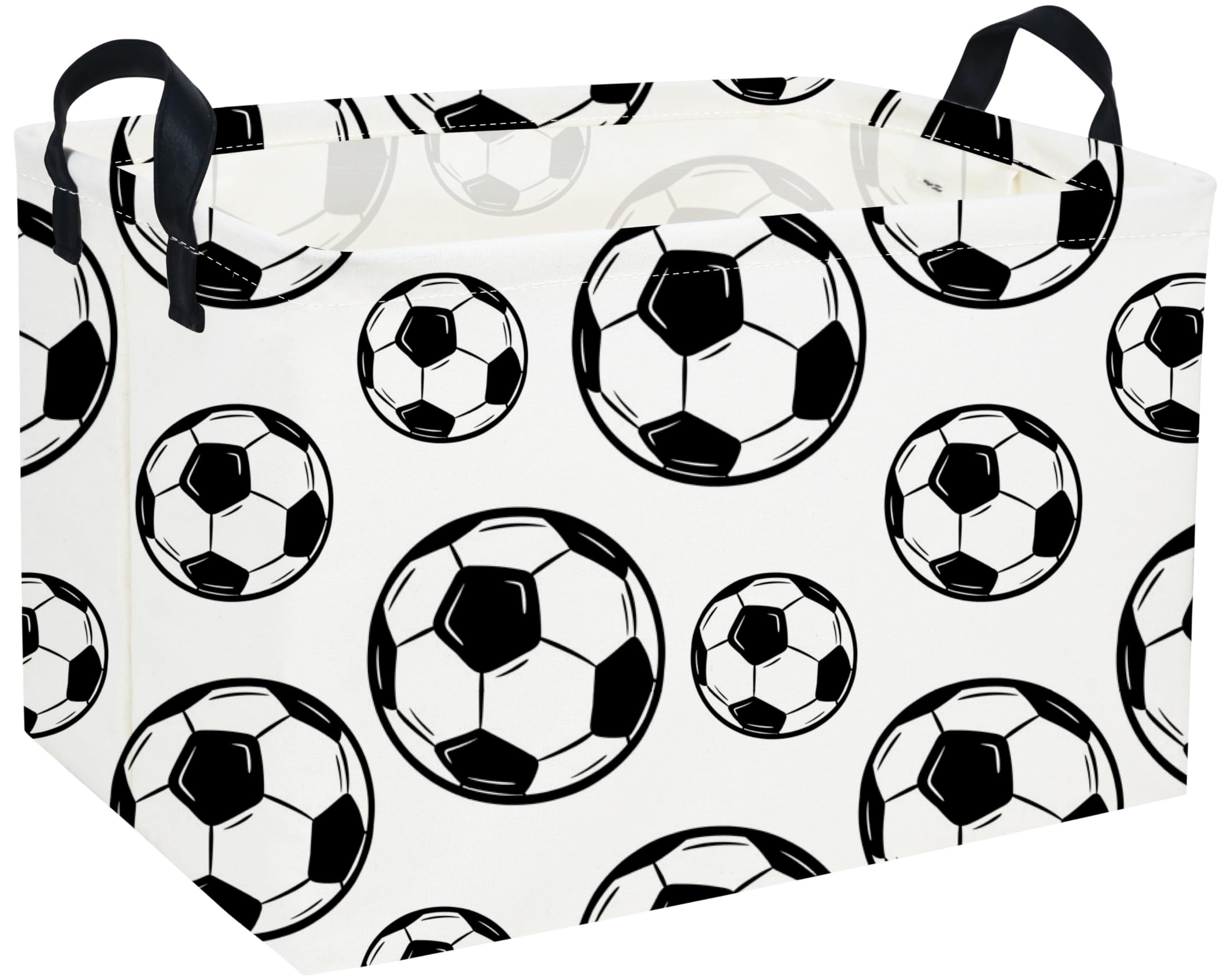 Essme Rectangular Soccer Basket Kids Storage Box,Boys Storage Bins Organizer with Handles for Room Decor, Kids Basket,Shelf Basket.(Soccers)