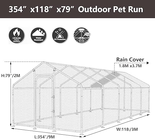 Miniatura 6 de TOBYUL Cubierta de techo grande de metal para gallinero, impermeable y anti-ultravioleta, con puerta con cerradura para jaula de aves de corral al