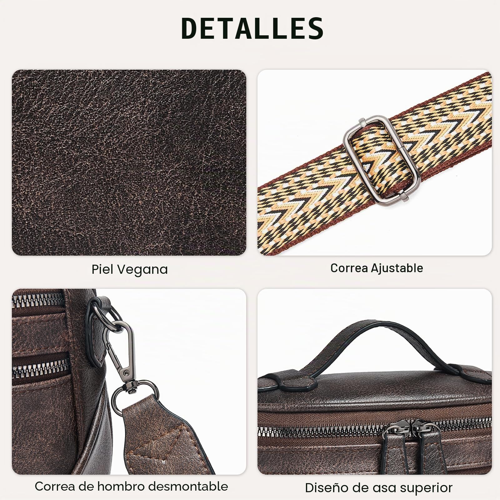 Shrrie Bolsos cruzados para mujer, bolso de cuero vegano para mujer, bolsos de hombro con correa ancha, bolsa de pecho de moda
