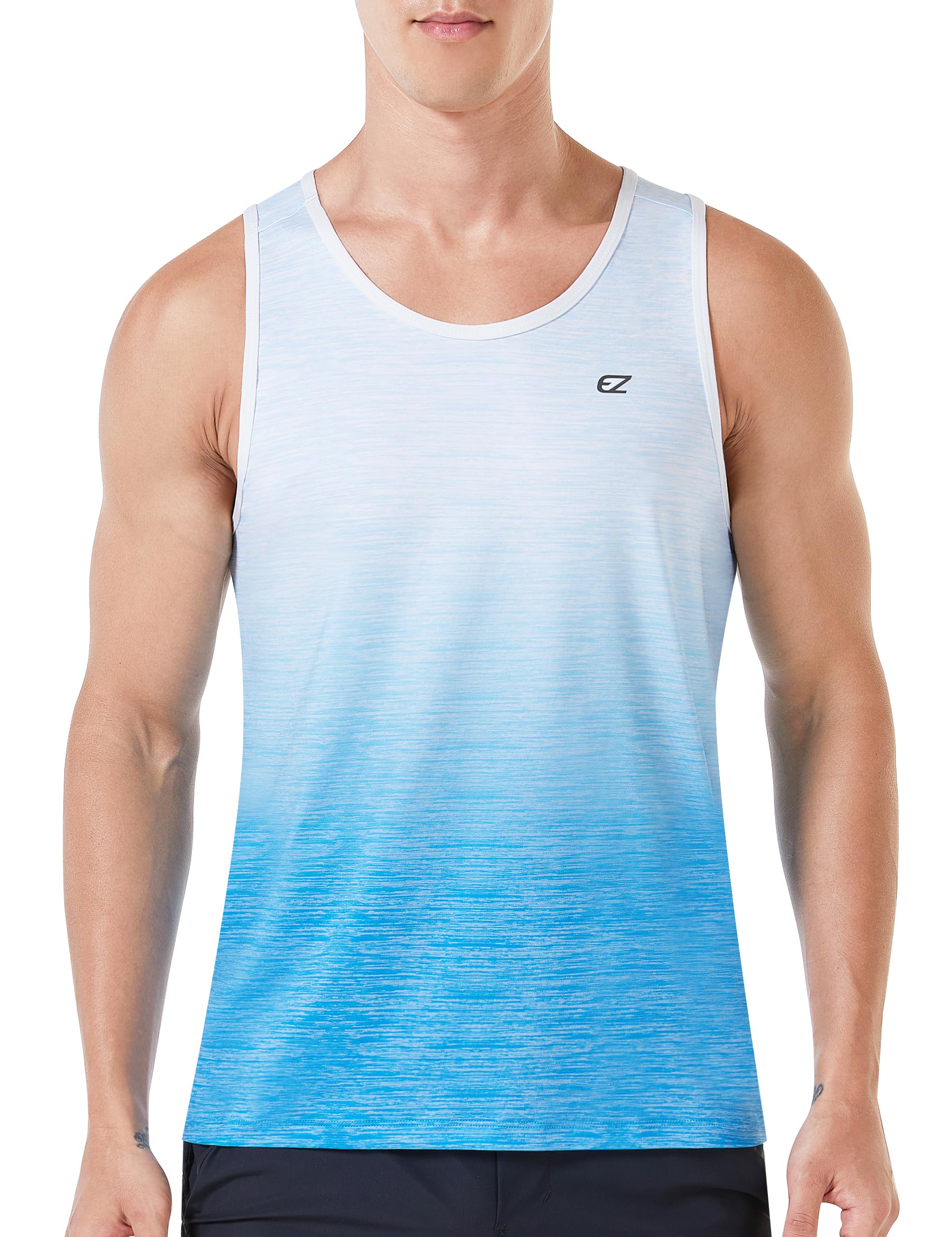 EZRUN Men's Quick Dry Tank Top UPF 50+ Summer Beach Swim Shirts for Gym Workout Athletic Muscle Sleeveless Shirts
