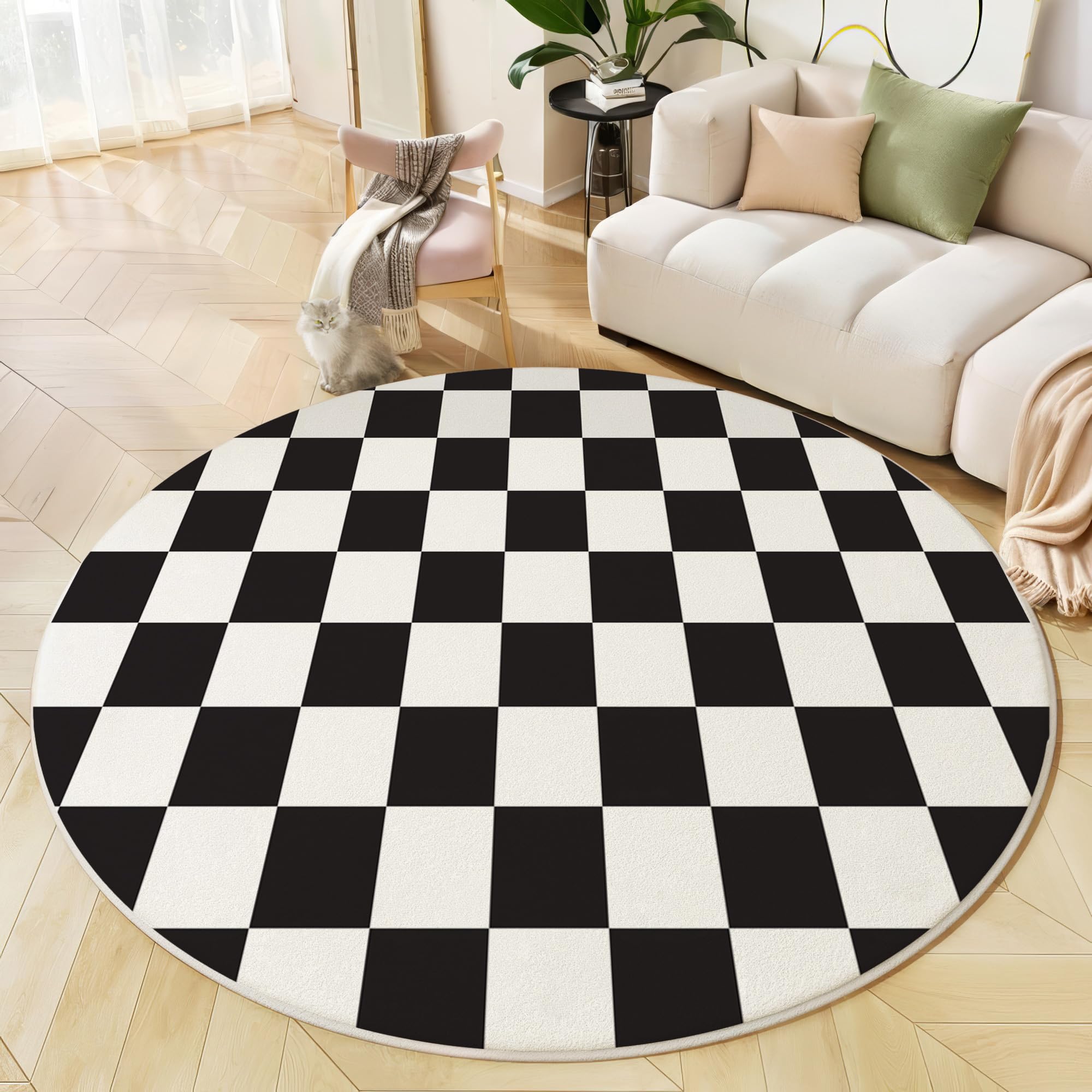 Tapis rond 200cm noir de salon idéal pour chambre adulte