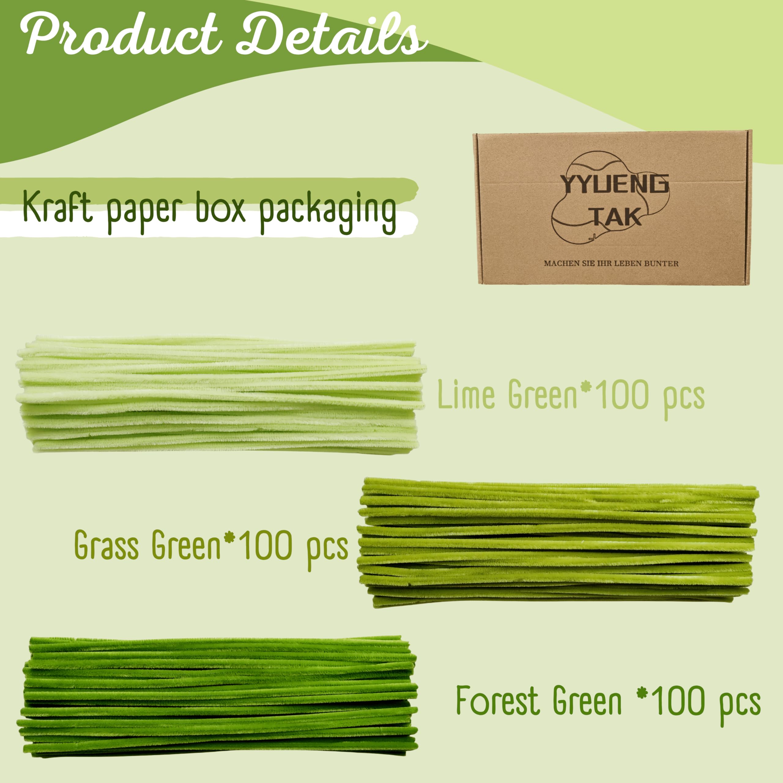 300 Piezas Limpiapipas Chenilla Verde(30CM x 6mm),Limpiapipas verdes para manualidades: para hacer flores, animales, decoraciones para el hogar y actividades creativas,Green Pipe Cleaner