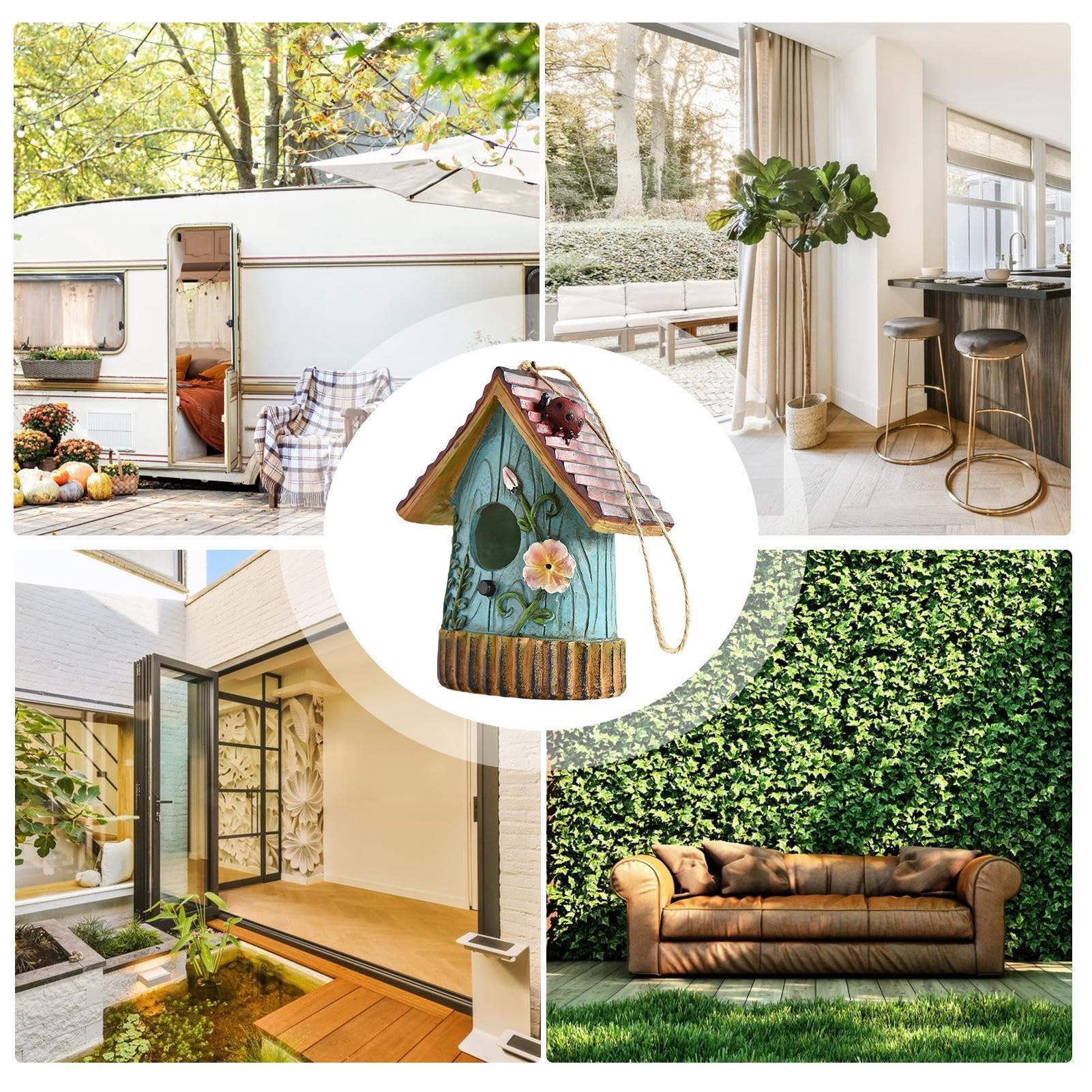 2 casette per uccelli da giardino per esterni, in resina, decorative, da appendere all'esterno, una casa accogliente per pappagalli, gabbia decorativa per balcone, giardino, cortile Lear-au