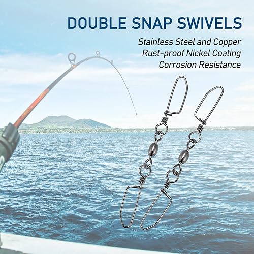 Miniatura 4 de Dr.Fish Paquete de 20 giros de doble presión, grúa giratoria de alta resistencia, broches de seguridad de acero inoxidable resistente a la oxidación