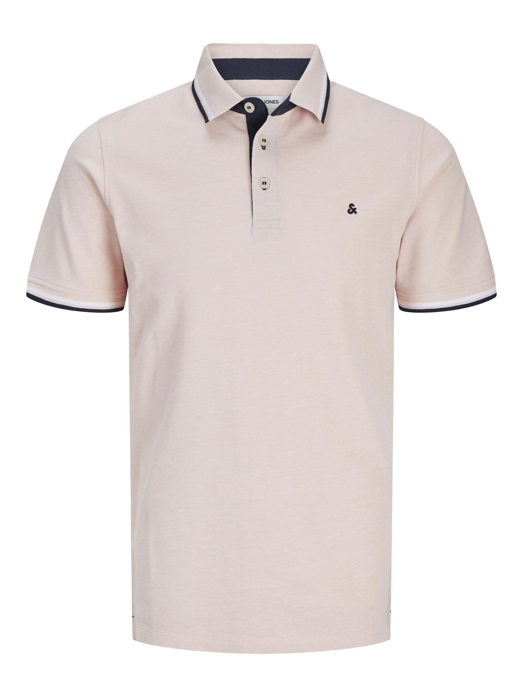 JACK & JONES Men's Jjepaulos Polo SS Noos Polo Shirt, Peach Parfait/Detail:Play, L