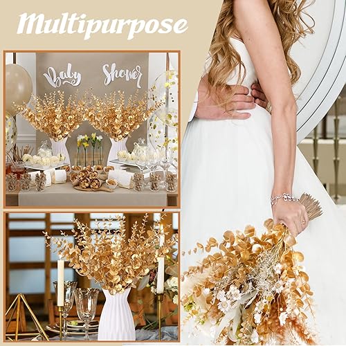 Miniatura 6 de Tallos de eucalipto, hojas de eucalipto artificiales, decoración de eucalipto, ramas de vegetación sintética para centros de mesa de boda, ramo de