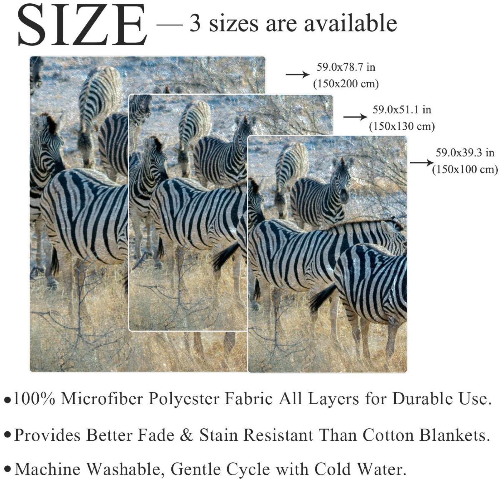 Zebra Coperta in peluche a tema animali selvatici Sherpa animali selvatici coperta coperta coperta in pile nero bianco a righe sfocata per divano letto,singolo 150 x 150 cm
