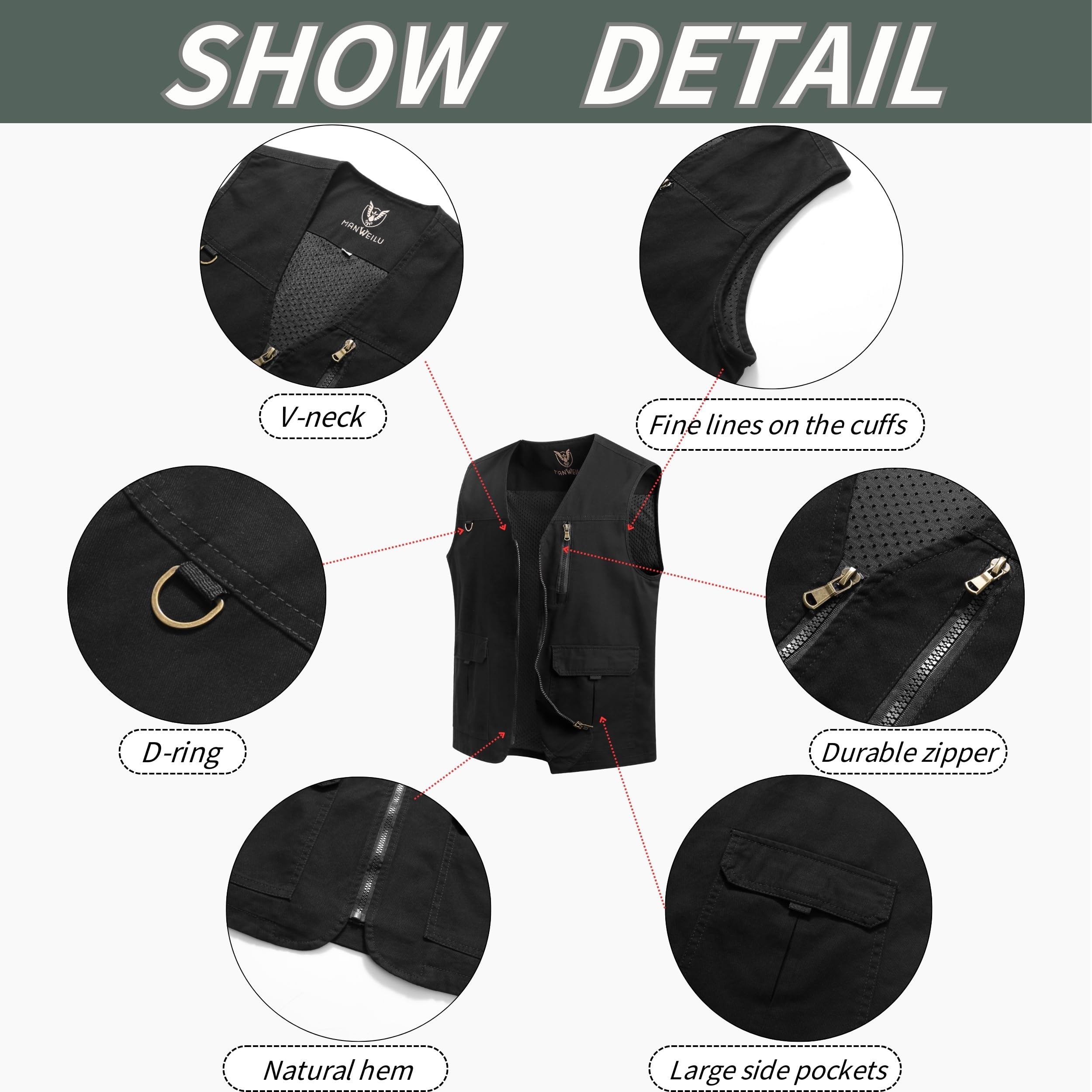 Herren Outdoor Weste Arbeitsweste Anglerweste Schnelltrocknende Freizeitweste Ärmellos Sport Weste Jagd Fotografie Weste Camping Multifunktionsweste