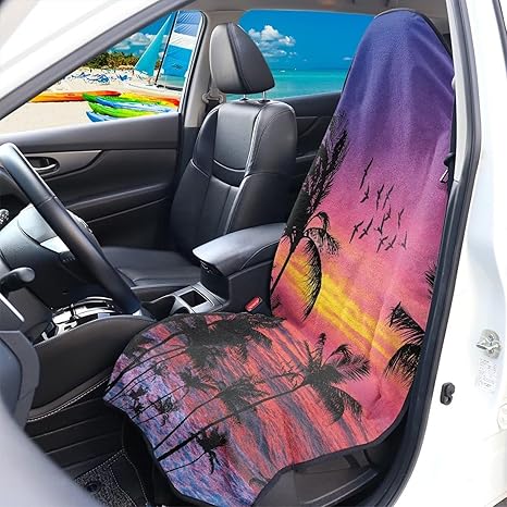Sunset Palm Car Seat Covers Front Seat Towel, Womens Mens Vehicle Seat Protector Car Mat Covers, Car Accessories Fit Most Cars,Sedan,SUV or Van