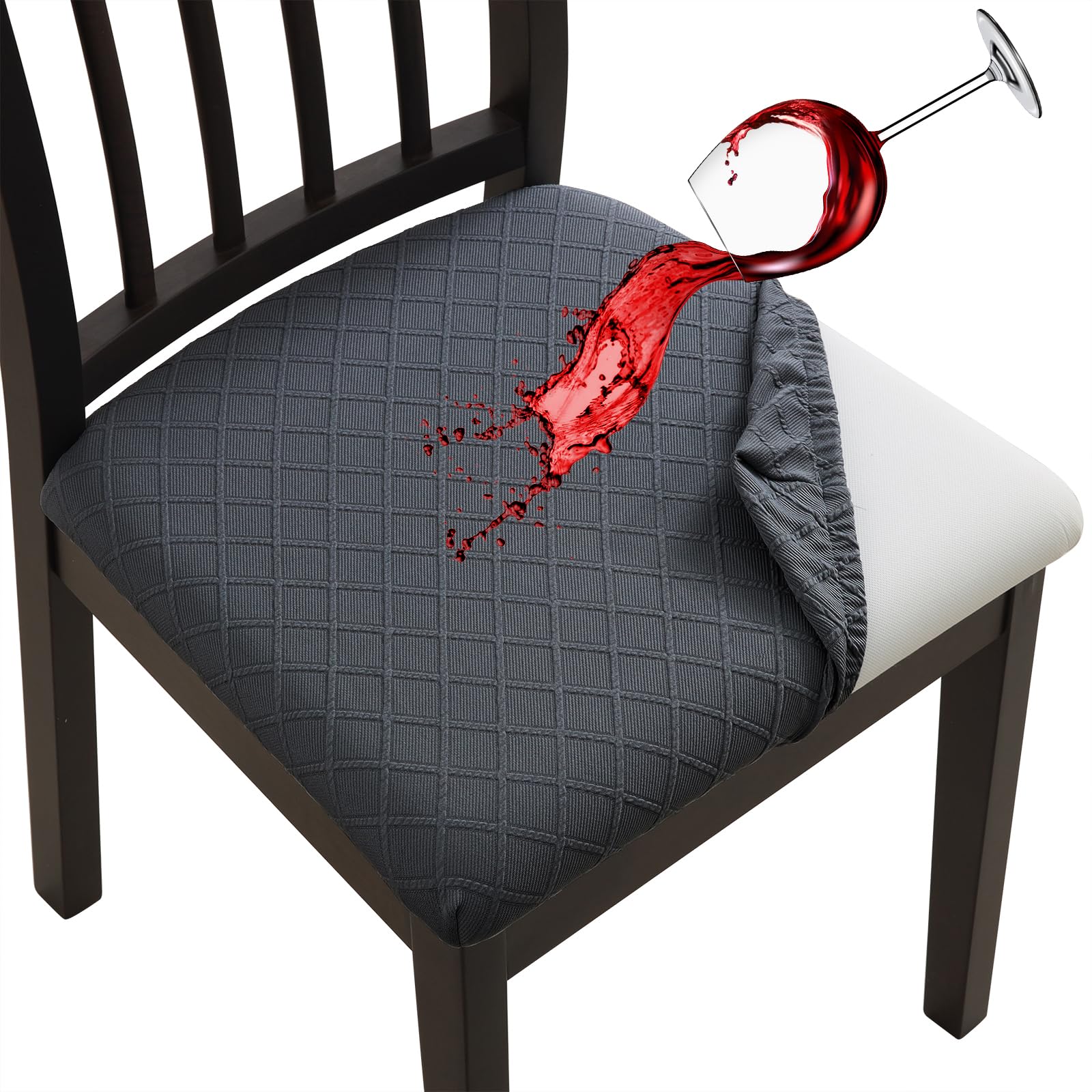 Fuloon Fundas Sillas, Paquete de 6 Fundas para Sillas Impermeable,Fundas Sillas Ajustables Lavables para Comedor,Super Suave Fundas Sillas de Comedor