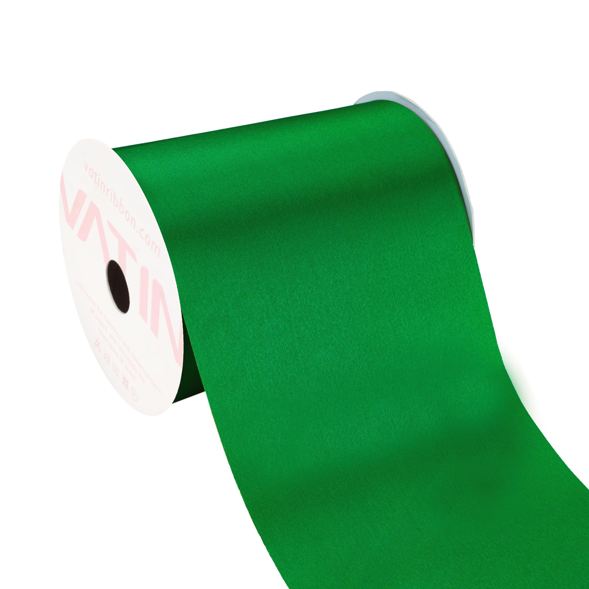 VATIN 4 Inch x 22 Yards Wide Green Satin Solid Ribbon for Grand Opening, Ceremony, Wedding & Party Decoration — image 1