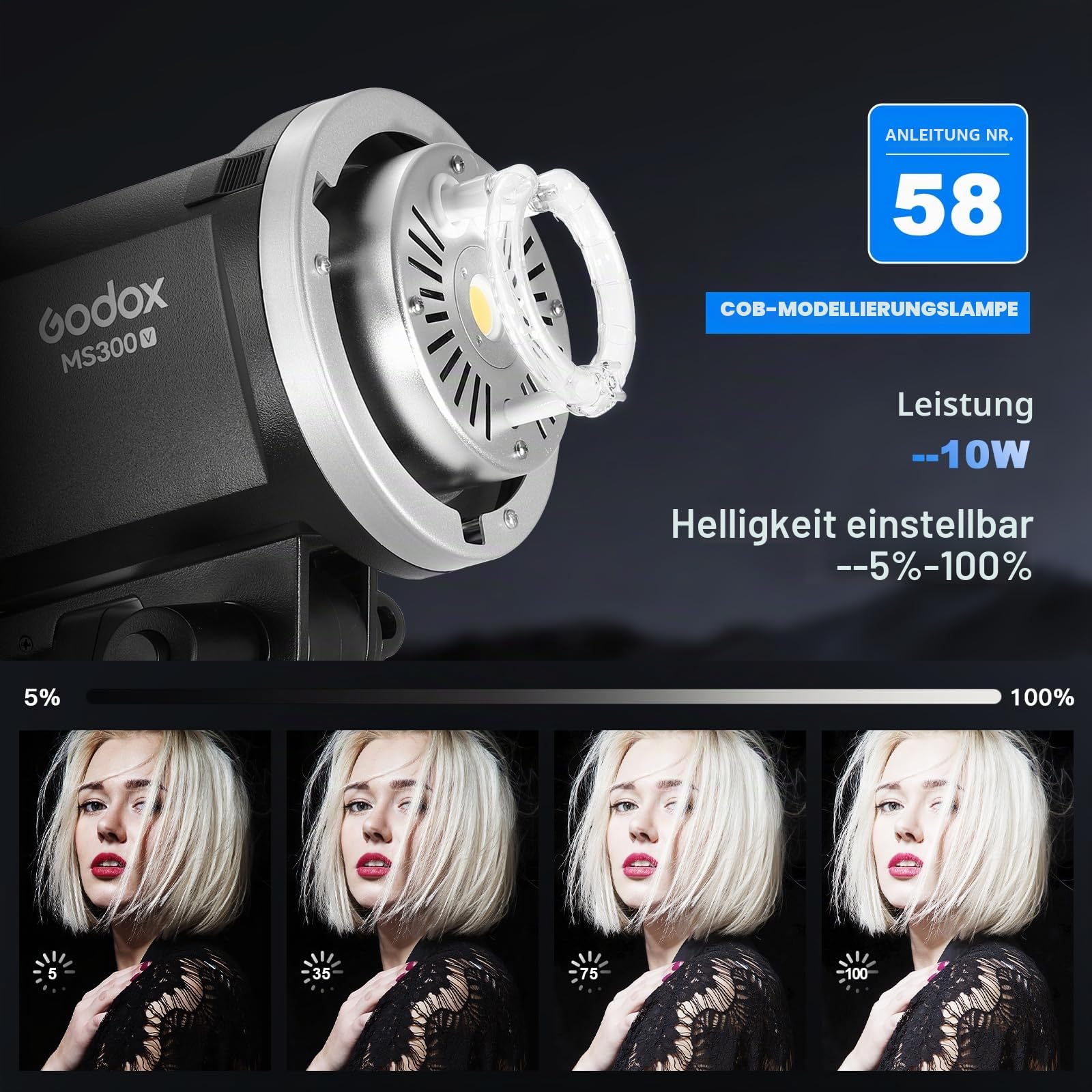 2 Pack GODOX MS300V Flash Kit für Studioaufnahmen,Video und Portraitfotografie mit Softbox Lichtstativ