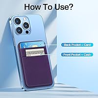 Vista 2 de SHANSHUI Cartera para Magsafe, cartera magnética elástica para teléfono compatible con iPhone 15/14/13/12 Mini/Plus/Pro/Pro Max, color morado