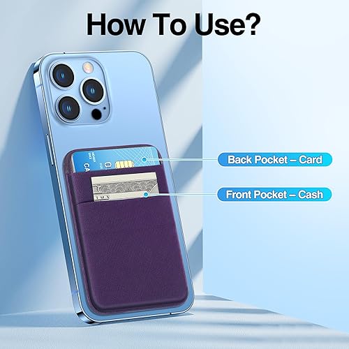 Miniatura 2 de SHANSHUI Cartera para Magsafe, cartera magnética elástica para teléfono compatible con iPhone 141312 MiniPlusProPro Max, color morado