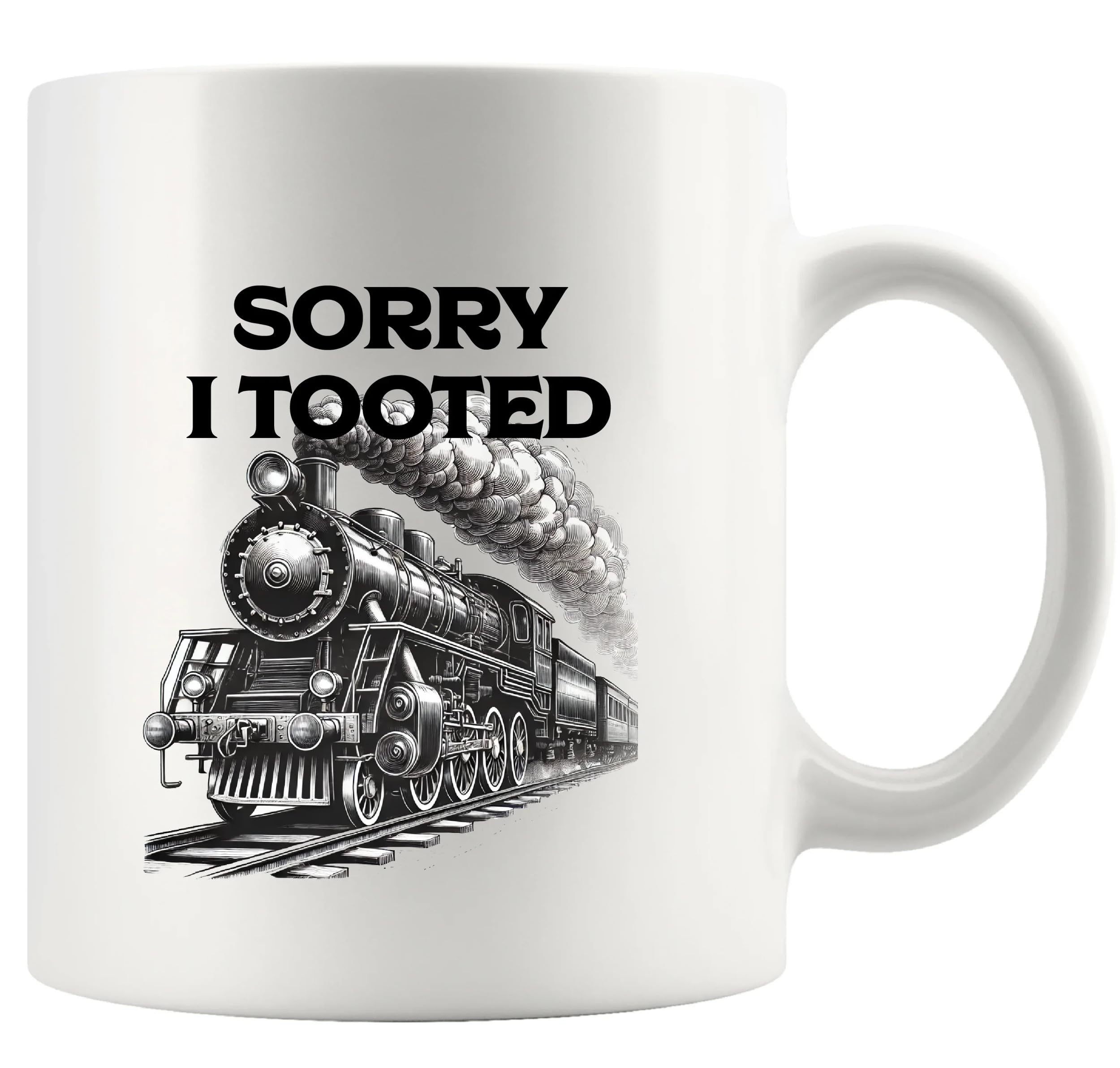 Panvola Sorry I Tooted Train Train Lovers Gifts for Dad Mom Husband Brother Sister Wife Friend Coworker Ceramic Mug 11 oz White