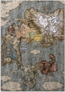 Metal Poster Elden Ring - Lands Between - World Map - Gamer Aesthetics - Collectible Gift - Premium Decorations Video Game Wall Art Decor Gifts Movie Posters - 12.6x17.7 in