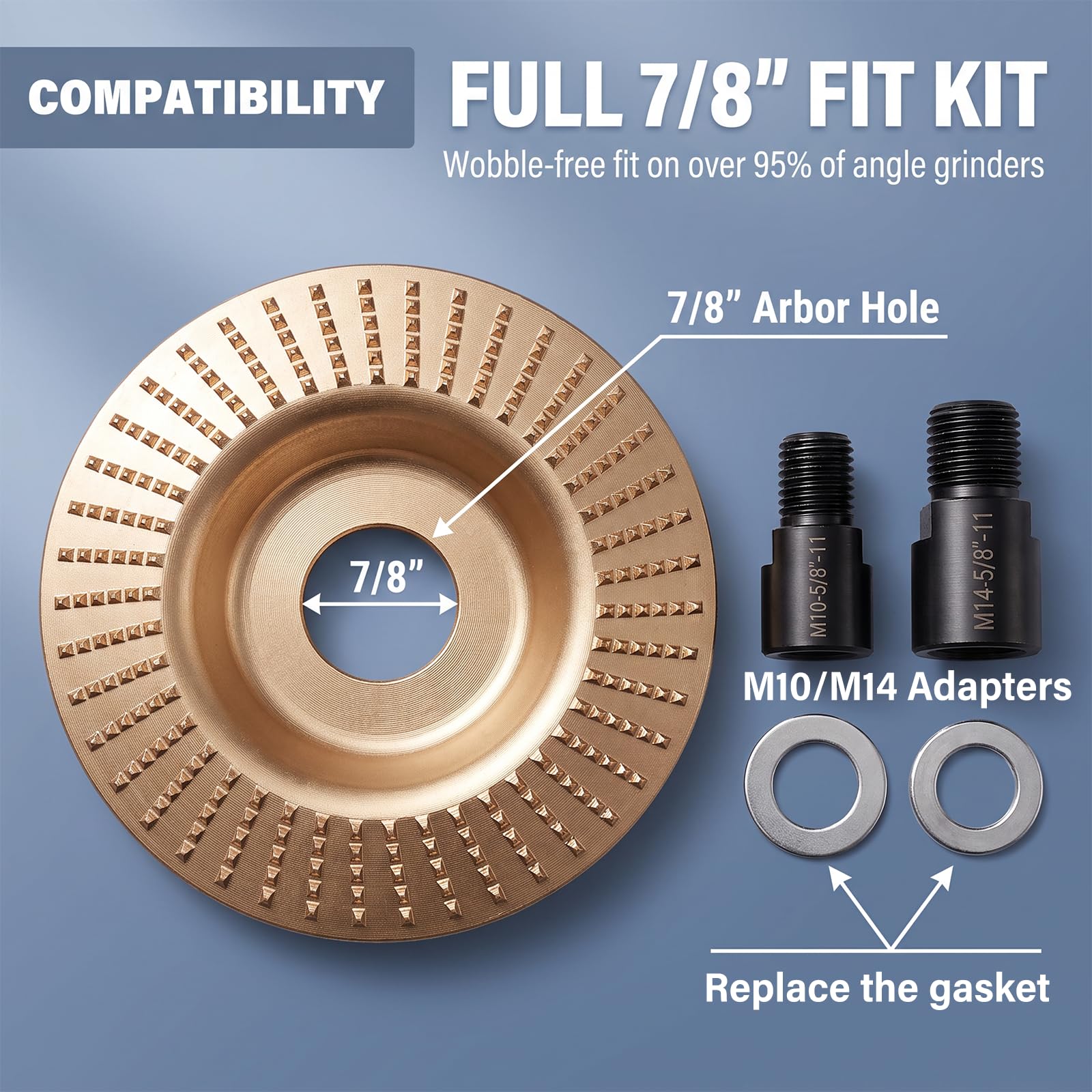 Wood Carving Disc Set - 19 Piece Angle Grinder Accessories -4