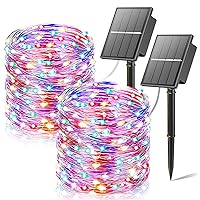 SOLARBABY Luci Solari Esterno,2 x 22m Totale 400 LED Filo di Rame Catena Luminosa Esterno Solare,8