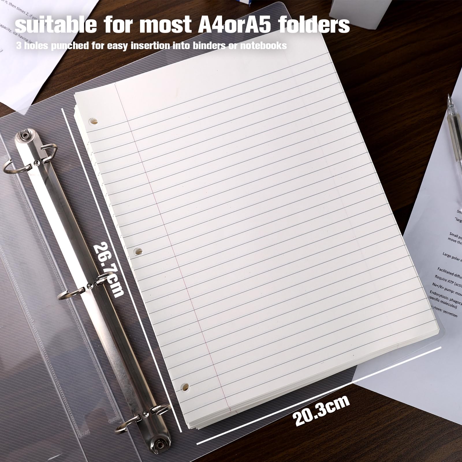 Koogel Cream Lined Binder Refills Paper, 120 Sheets 3-Hole Punched - Image 4
