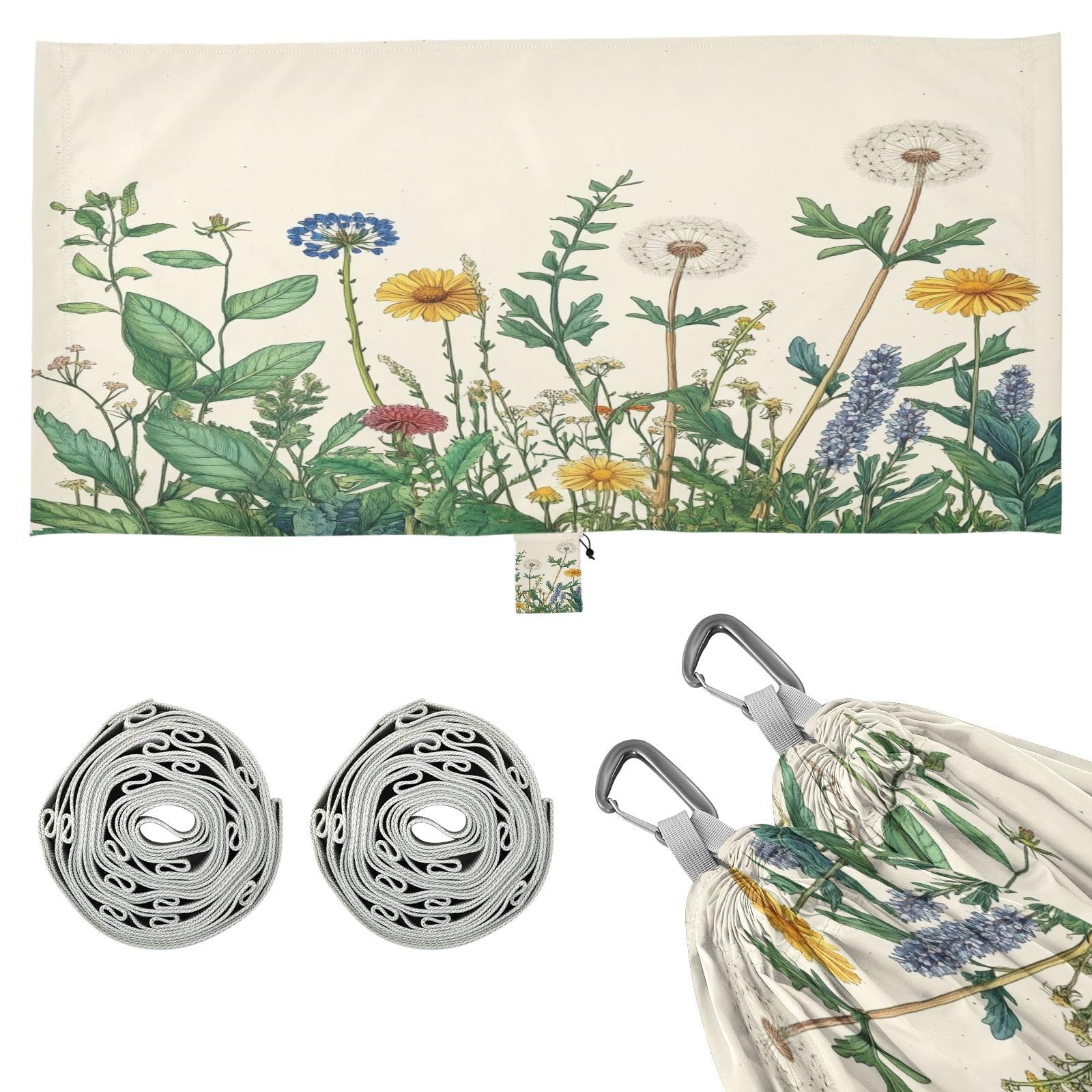 Haskirky Wildflowers Camping Hammock, Single Portable Hammocks with Tree Straps & Attached Carry Bag, 330Lbs Capacity Perfect for Outside Indoor Hiking Beach Backpack Travel