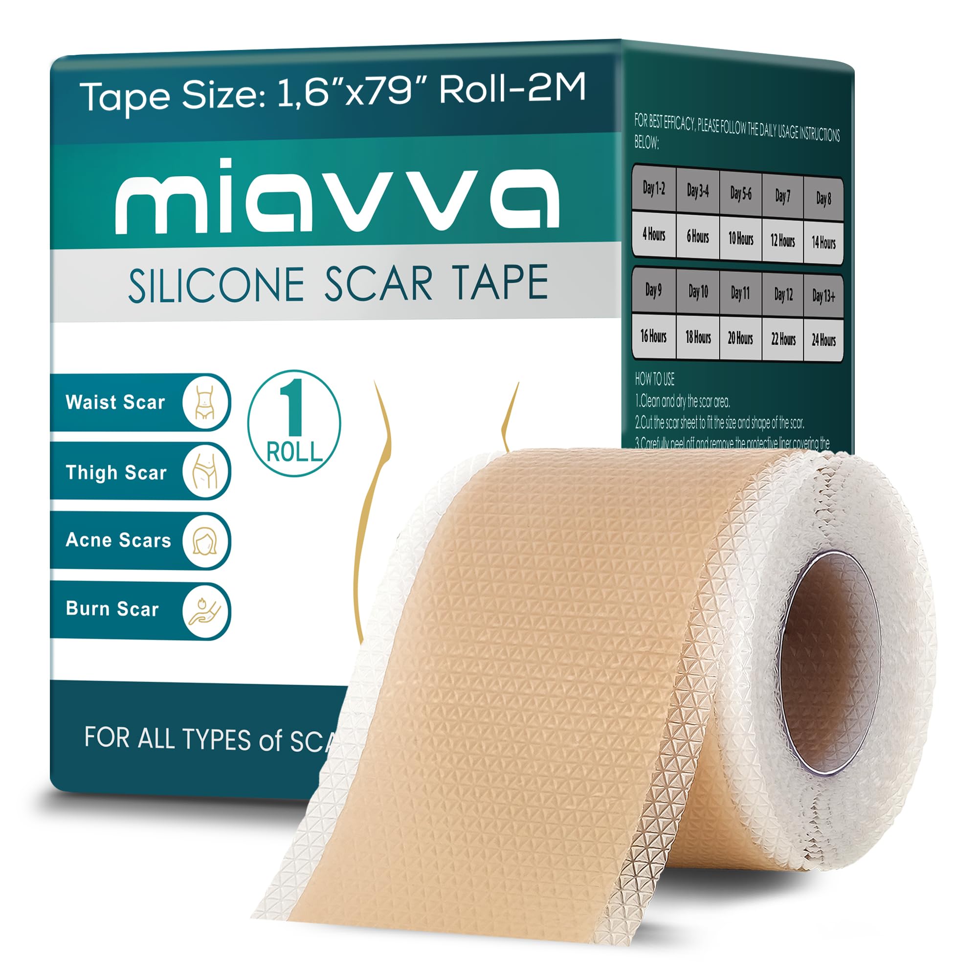 Silicone Scar Sheets | Silicone Scar Tape | Scar Tape For Surgical Scars | Silicone Scar Removal Strips For Surgical | C-Section,Tummy Tuck,Keloid Scars(1.6"X 79" Roll-2M) Keloid Bump Removal