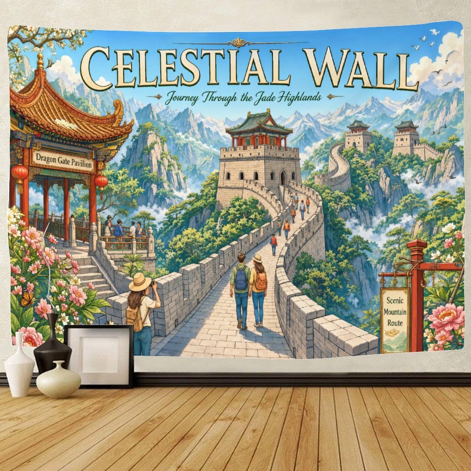 GPMNBCXZK Great Wall of China Theme 3D Print Wall Hanging Decor Tapestry for Bedroom Tapestries Home Decoration Curtain Bedroom College Dorm 130cmx150cm