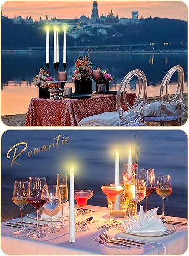 Miniatura 5 de 36 velas cónicas sin llama de 11 pulgadas, parpadeantes, velas LED de imitación, velas que funcionan con pilas, velas eléctricas falsas para