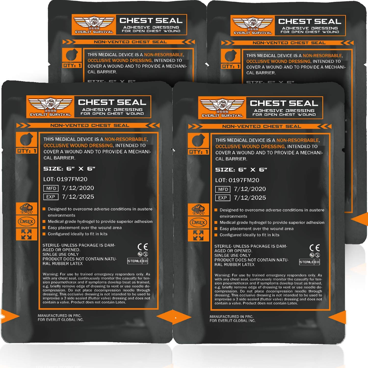 Buy EVERLIT Occlusive Chest Seal NonVented Adhesive Dressing for Open