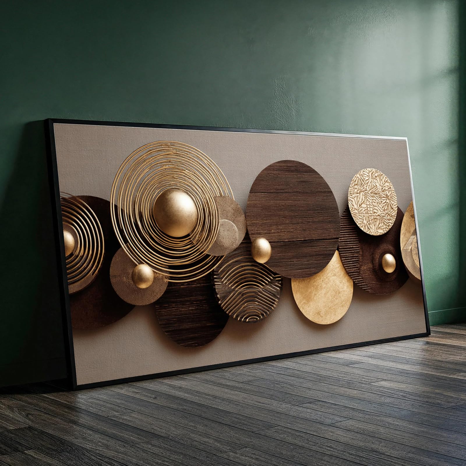 UUDEZO Nowoczesny abstrakcyjny obraz z kółkami na płótnie do dekoracji wnętrz - współczesny geometryczny wzór (60x120cm (24x47in)