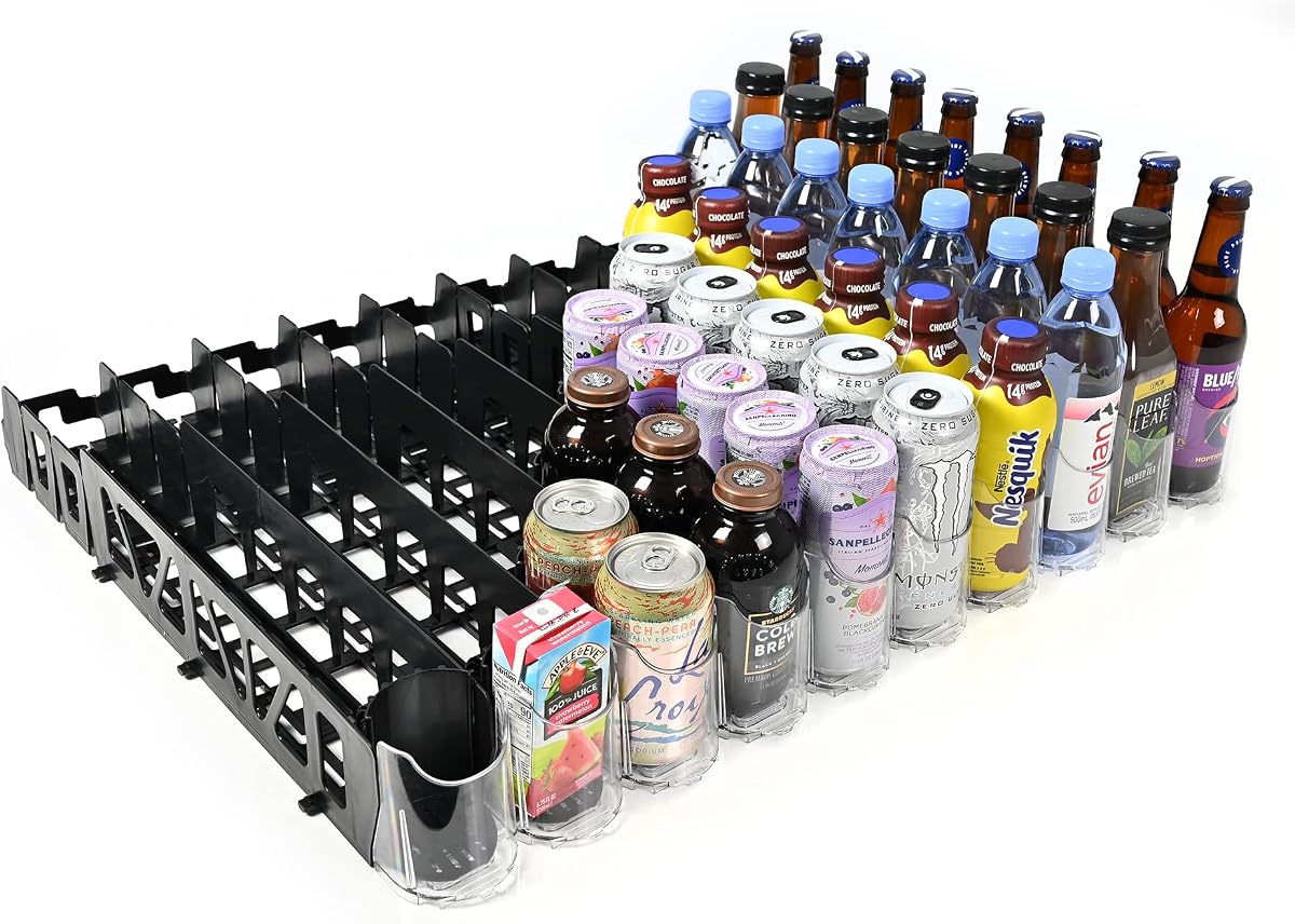 Organizador de bebidas para refrigerador – Dispensador de empuje Visi-Fast, 12/16 oz, paquete de 6