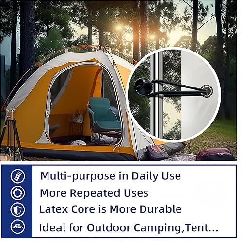 Miniatura 4 de Lanlord Paquete de 20 cuerdas elásticas negras de 2 tamaños, 6, 11 pulgadas (incluye bola) cuerdas elásticas con bolas, 30 unidades, cuerdas