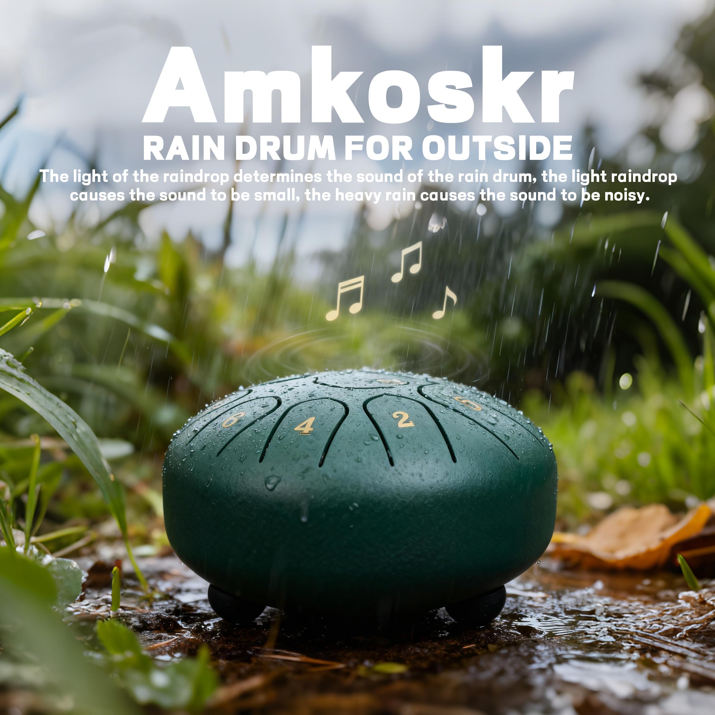 Tambor de lluvia para exterior, 6 pulgadas, 11 notas, tambor de lengua de acero, instrumento principal de acero para yoga, meditación, educación musical, regalo, verde