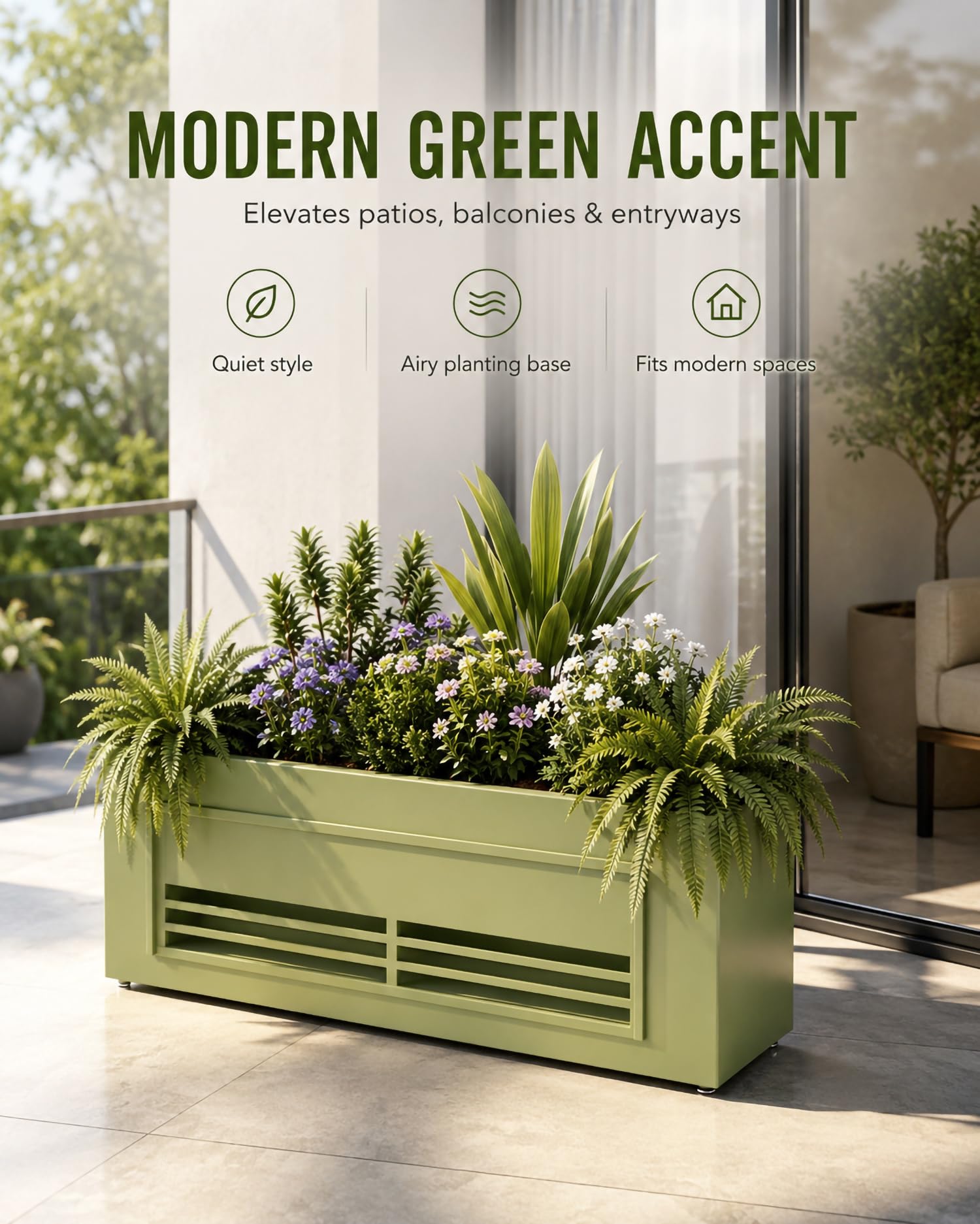 Maceta Elevada Metálica para Patio Y Balcón, Jardineras Rectangulares De Acero con Base Abierta, Jardinera para Jardín con Helechos, Suculentas Y Flores XL,80 * 30 * 40cm/31 * 11 * 15in