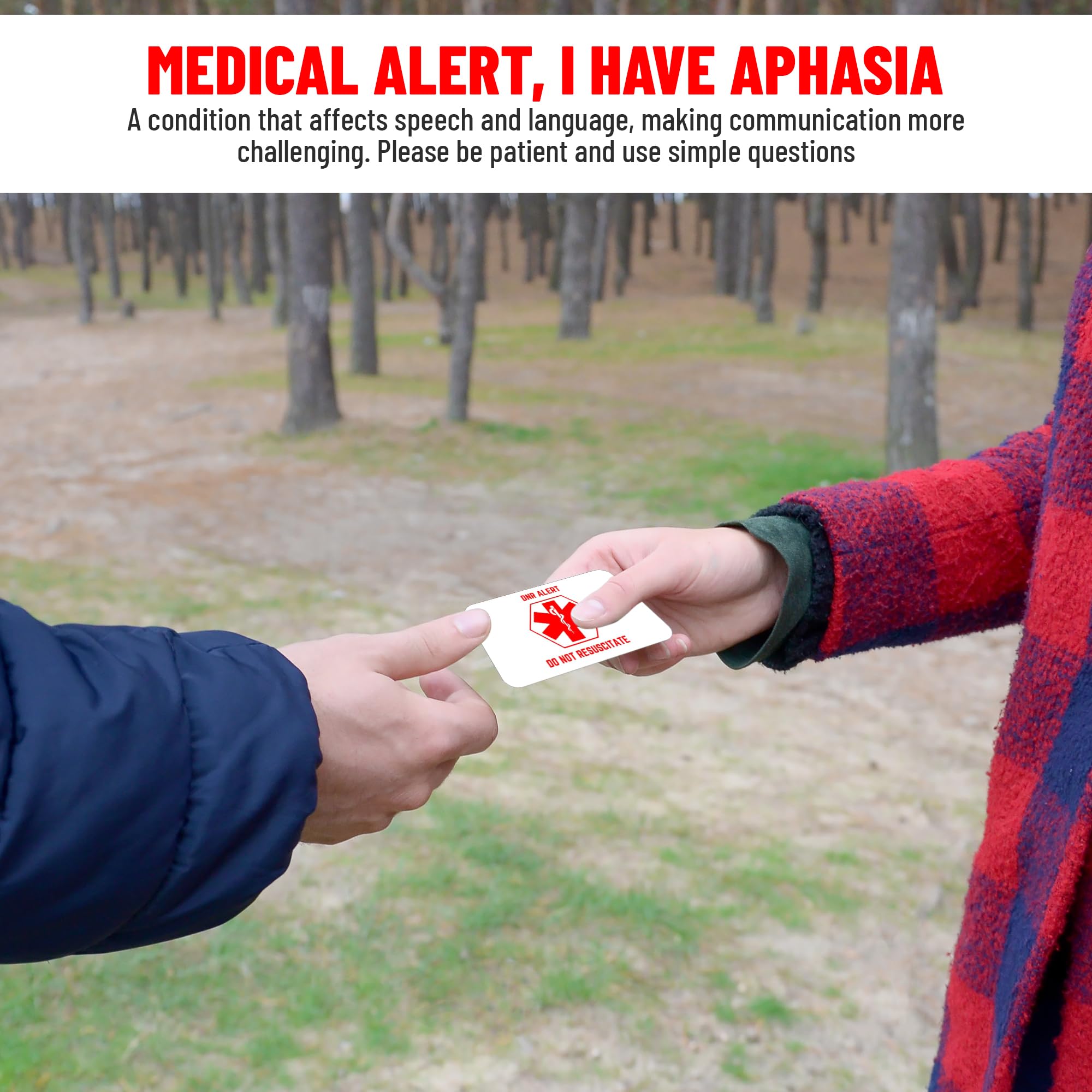 Aphasia Medical Alert Communication Wallet Card, confezione da 2 (bianco)