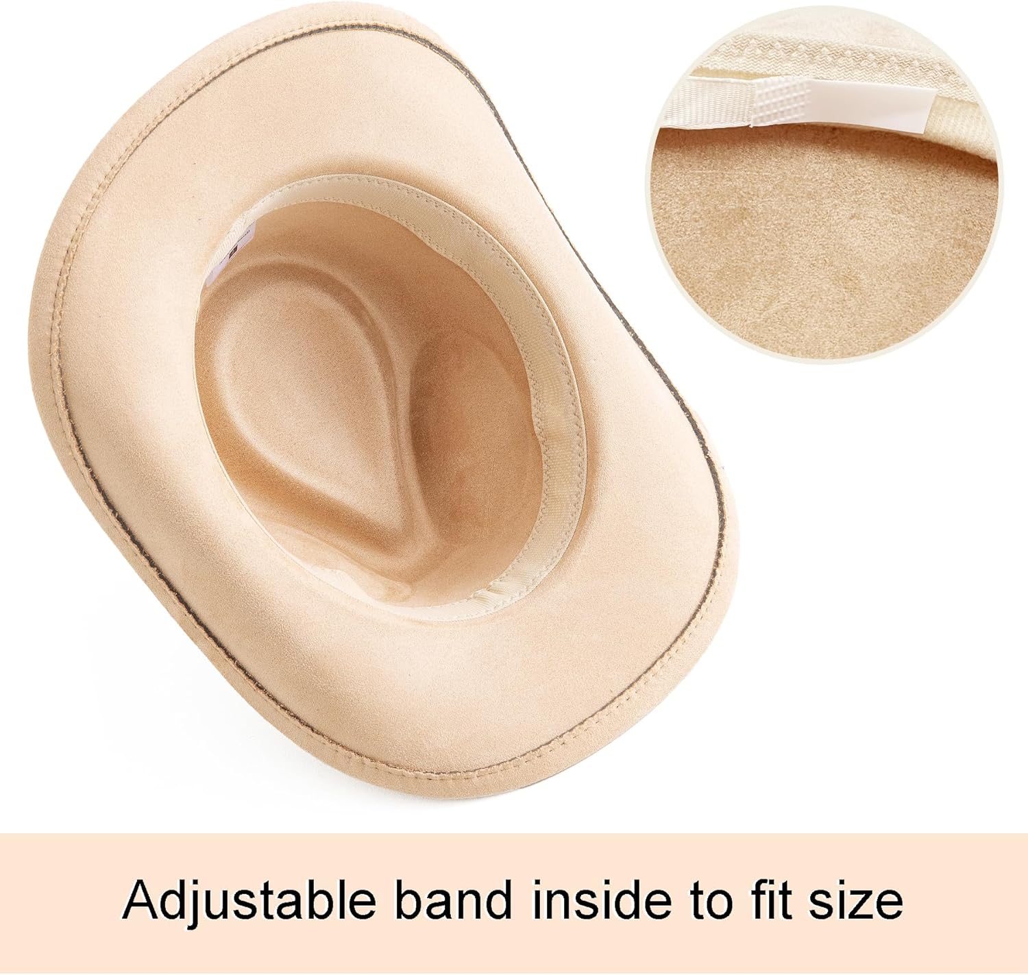 Jastore Faux-Suede Kids Boys Girls Wide Brim Western Cowboy Cowgirl Hat with Leather Buckle Blet Toddler Felt Fedora Hats - Image 3