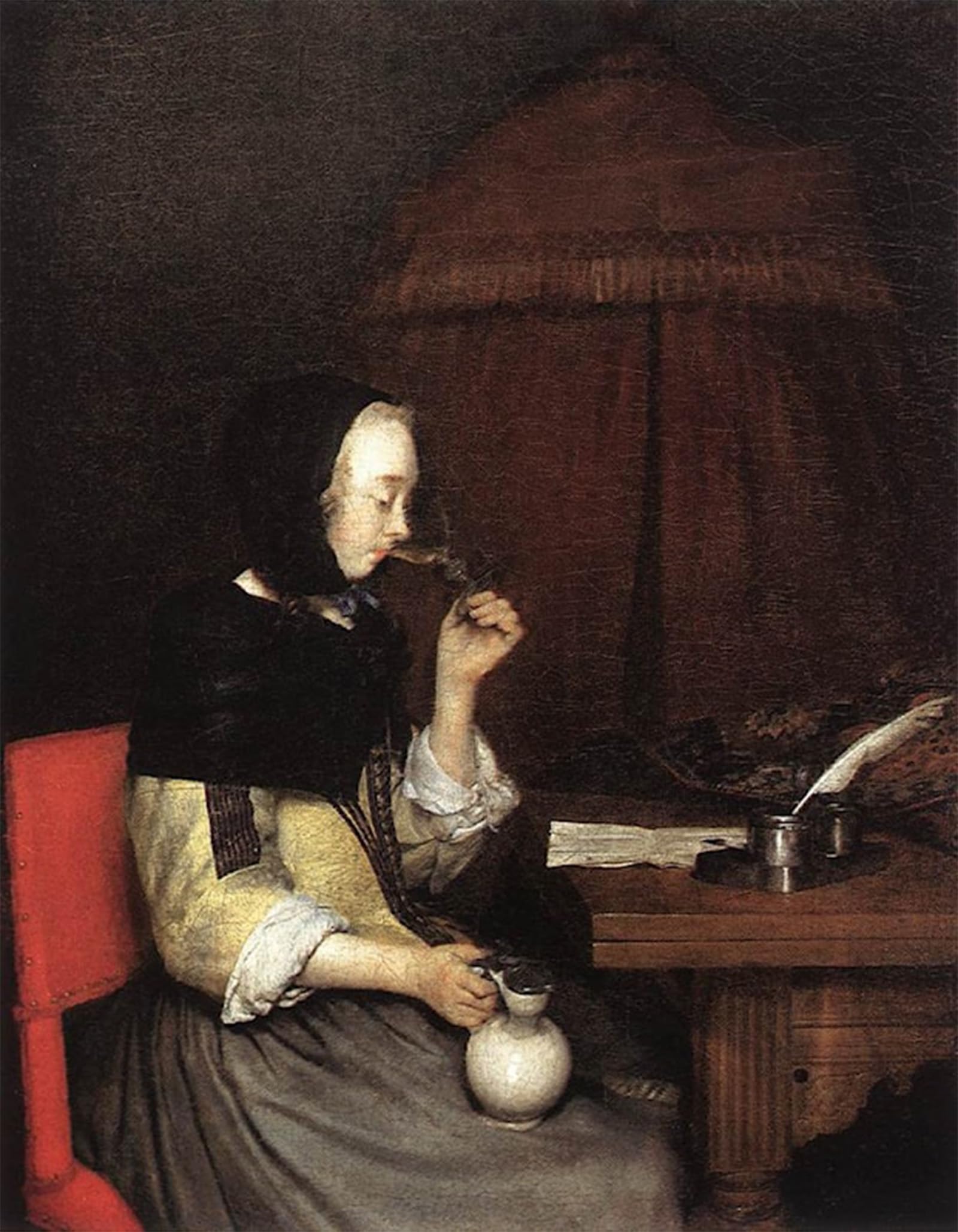 SERENDIPITP Retro Picture Poster Wall Art Pictures Painting Wine Gerard Ter Borch Wall Art Canvas Print for Wall Decor 60x90cm