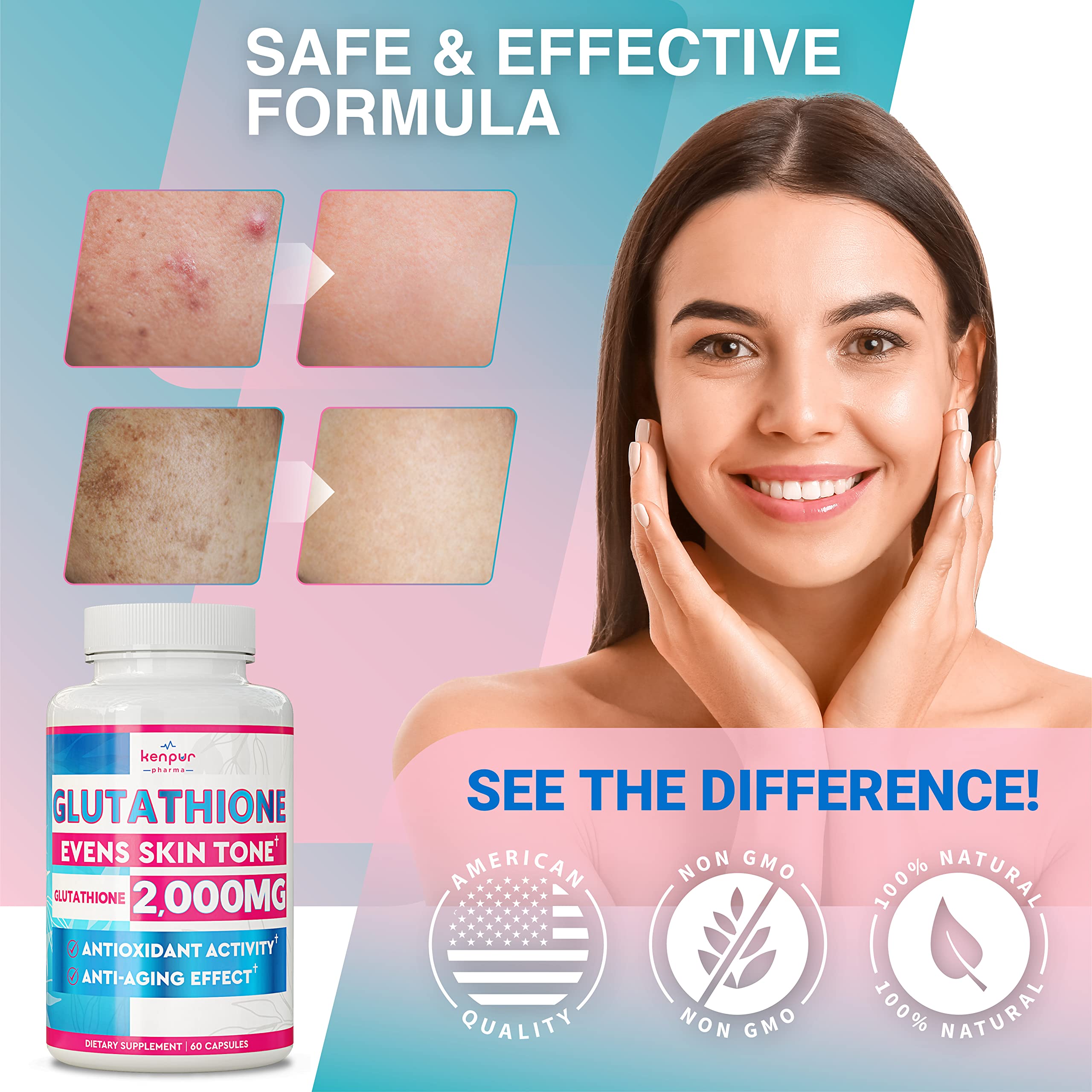 2 Pack) Liposomal Glutathione Supplement - Premium Glutathione Pills for  Dark Spots, Uneven Skin Tone and Elasticity - Anti-Aging 2,000 mg I  Glutathione Liposomal Supplement