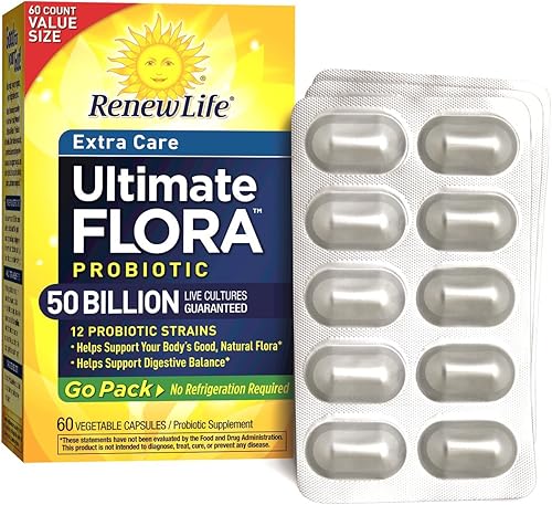 Renew Life Extra Care Ultimate Flora Probiotic 50 mil millones Go Pack, 60 unidades