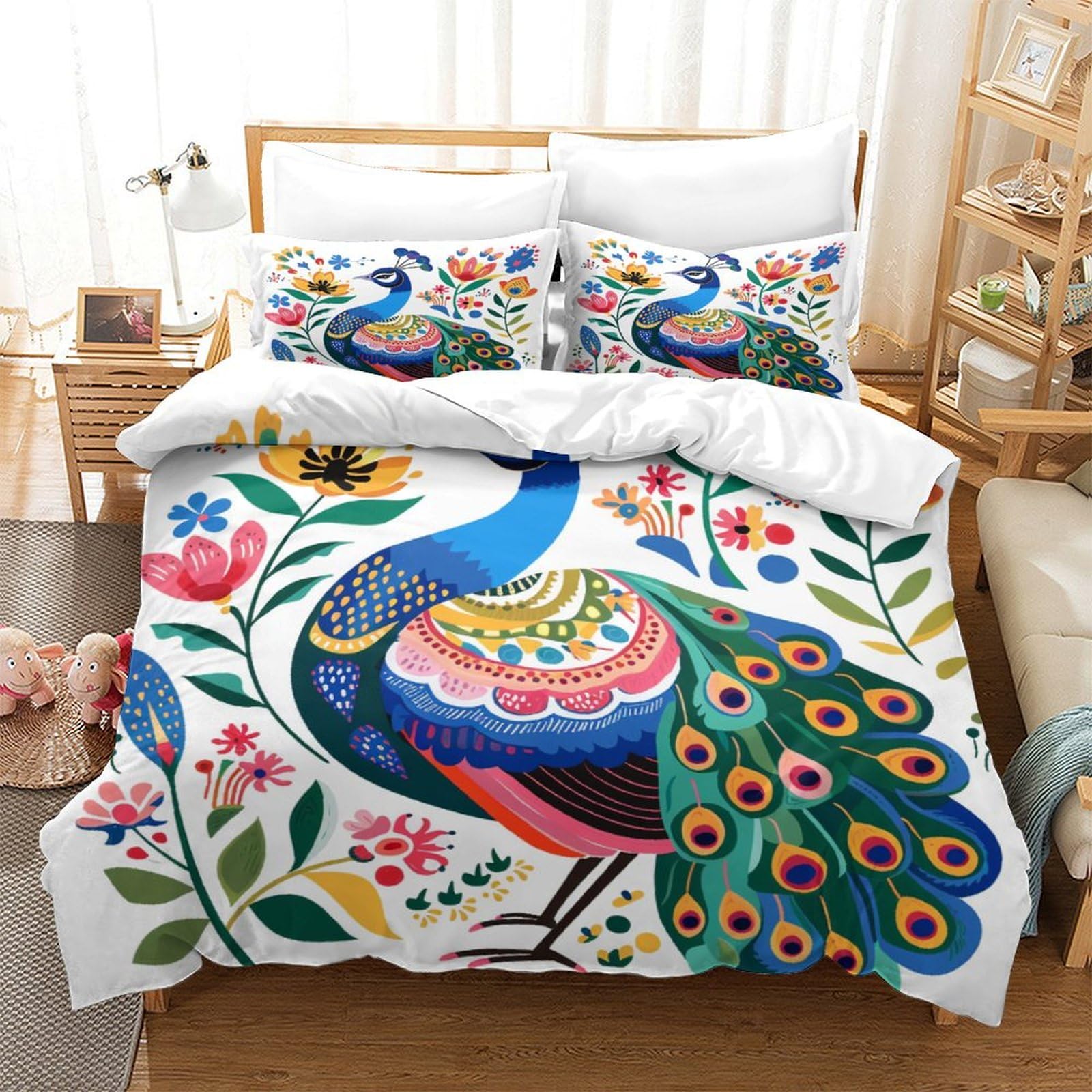 Housse de couette 3D oiseau grand lit pour transformer votre chambre en oasis tropicale chic
