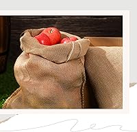 Vista 7 de Windyun Juego de 6 bolsas de carreras de saco de patatas de arpillera con cordón de yute natural reutilizable para almacenamiento de raíces