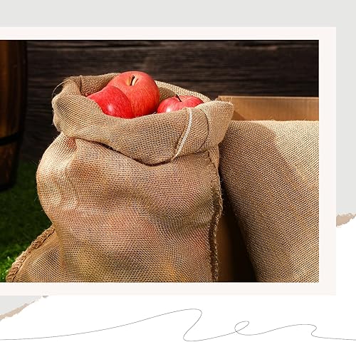 Miniatura 7 de Windyun Juego de 6 bolsas de carreras de saco de patatas de arpillera con cordón de yute natural reutilizable para almacenamiento de raíces