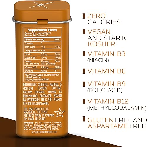 Miniatura 3 de Viter Energy - Mentas cafeinadas, (0.001 onzas) 40 miligramos de cafeína y vitaminas B con potente menta, sin azúcar Aumenta la energía, enfoque y