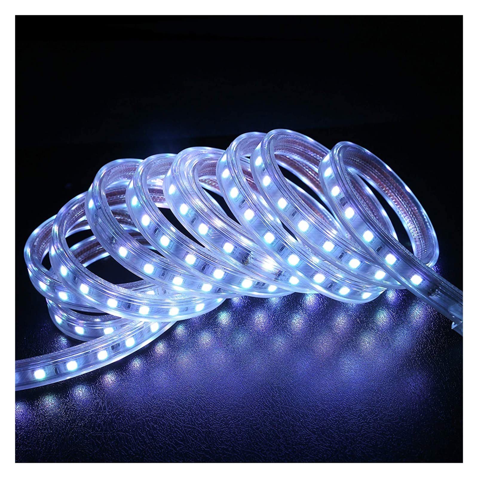 Taśma LED 220V 5050 Wodoodporna 60 LED/m 1m 5m 10m 15m 20m 100m Ciepły biały/biały/RGB Elastyczna taśma LED z przełącznikiem zasilania (5m, 220v biała)